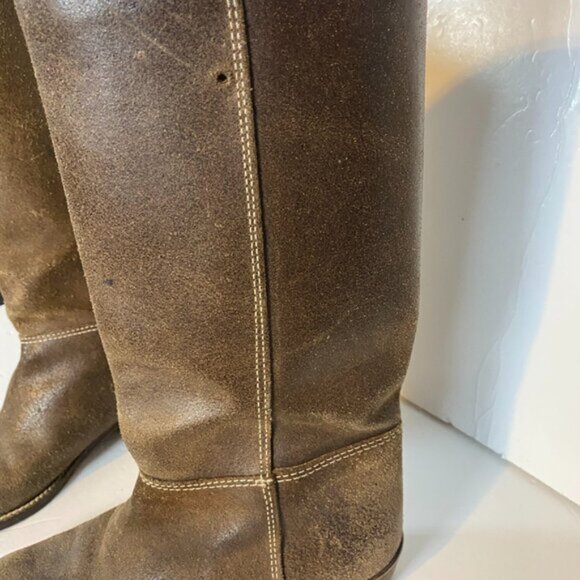 Markee Made in Italy Distressed Brown Leather Women's Knee-High Boots Size 7 - Picture 5 of 16